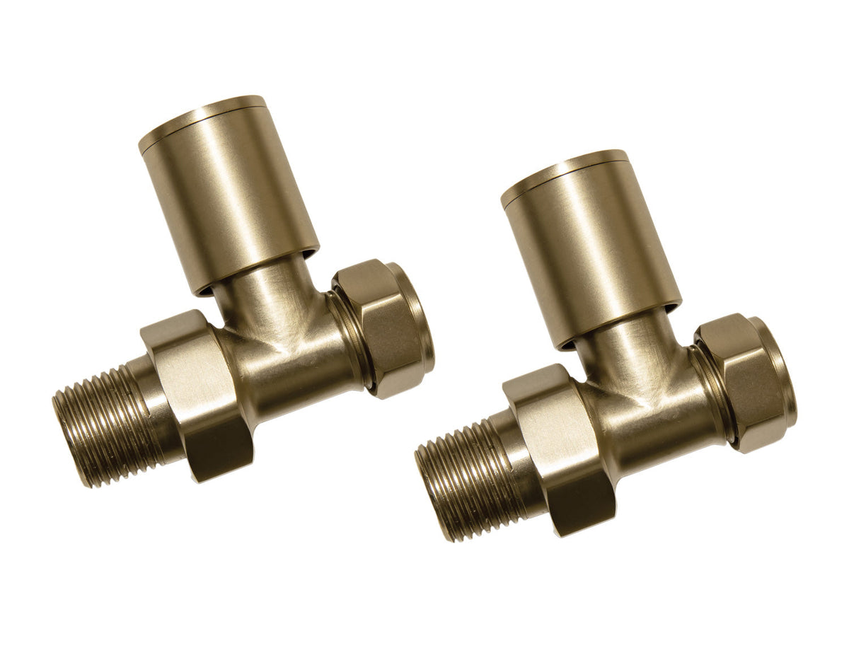 Patterned Brushed Brass Radiator Valves - Straight