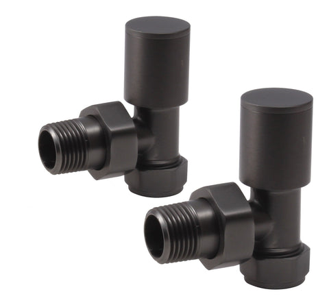 Patterned Matt Black Radiator Valves - Angled