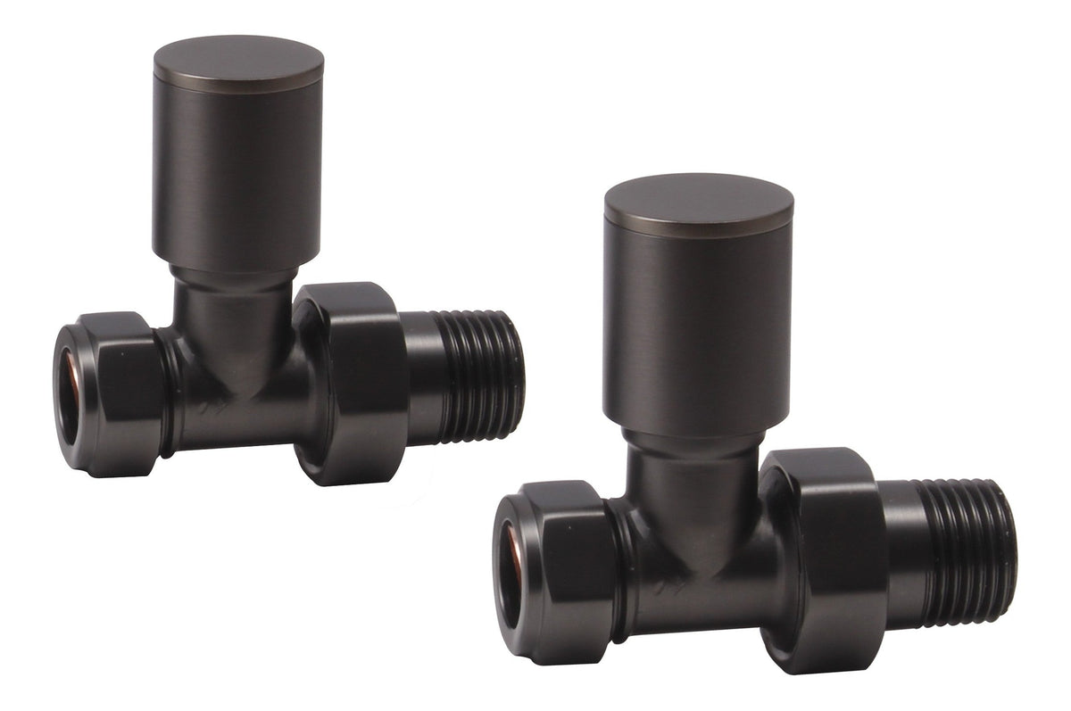 Patterned Matt Black Radiator Valves - Straight