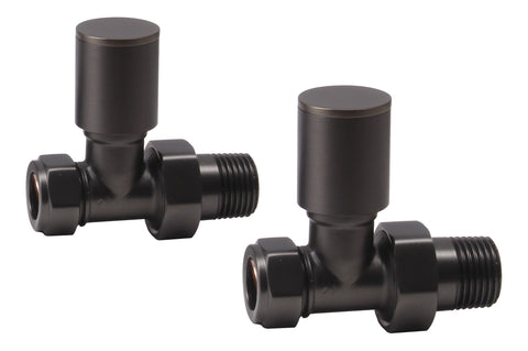 Patterned Matt Black Radiator Valves - Straight