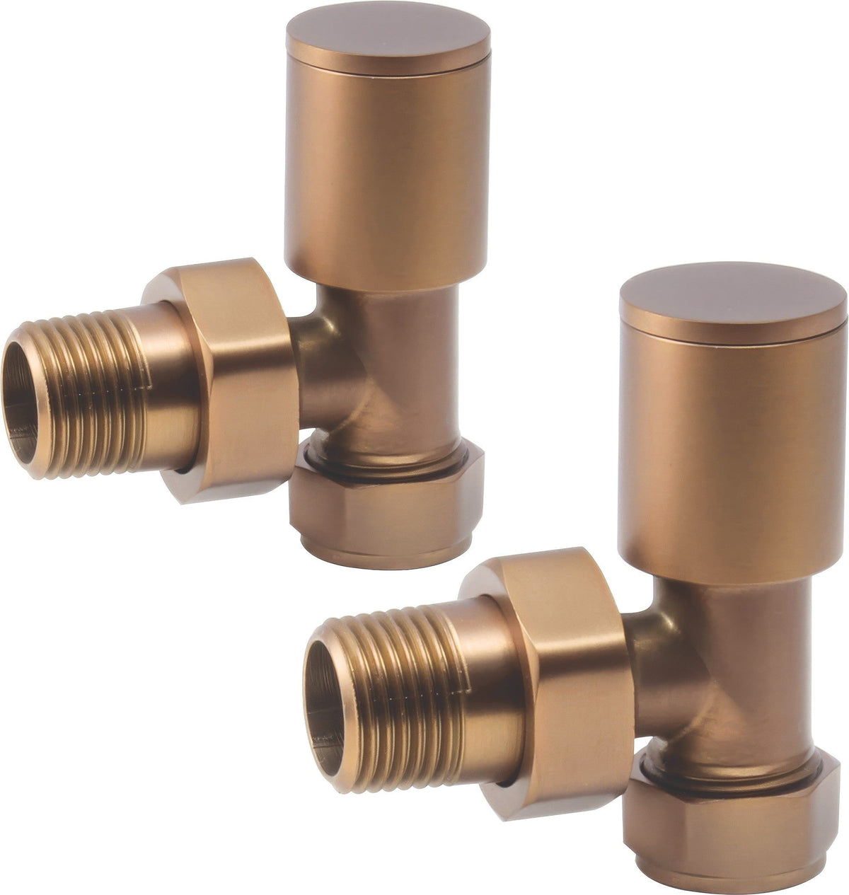 Patterned Brushed Bronze Radiator Valves - Angled