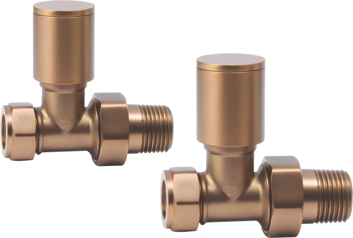 Patterned Brushed Bronze Radiator Valves - Straight