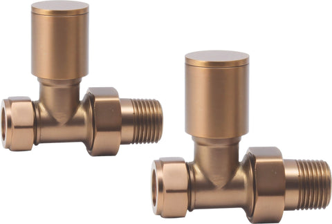 Patterned Brushed Bronze Radiator Valves - Straight