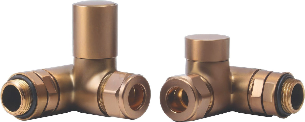 Patterned Brushed Bronze Radiator Valves - Corner