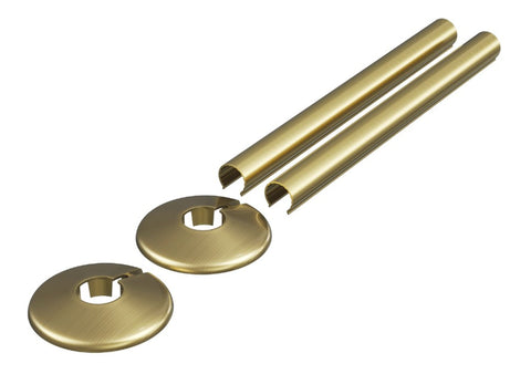 180x18mm Radiator Pipe Sleeves - Brushed Brass