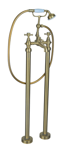 Tain Floor Standing Bath/Shower Mixer & Shower Kit - Brushed Brass