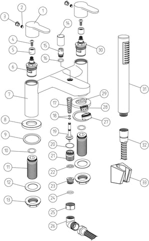 Aber Bath/Shower Mixer & Shower Kit - Chrome