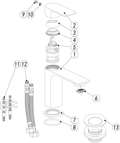 Bello Basin Mixer & Waste - Chrome