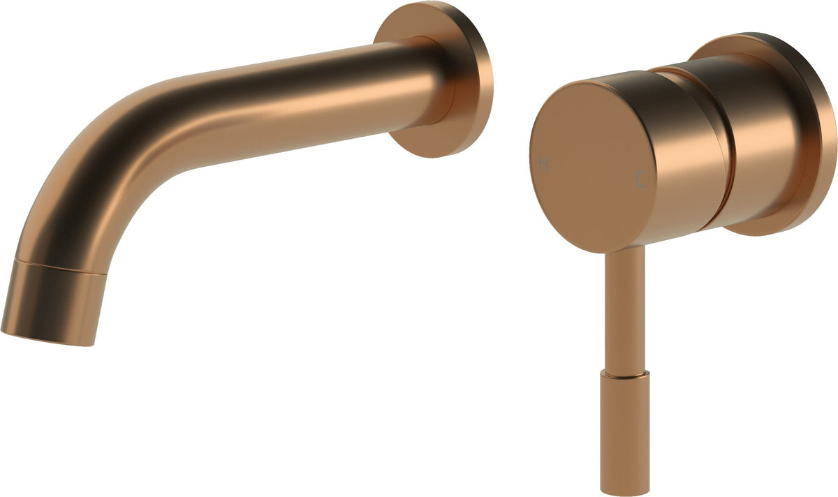 Pease 155mm Wall Mounted Basin Mixer - Brushed Bronze