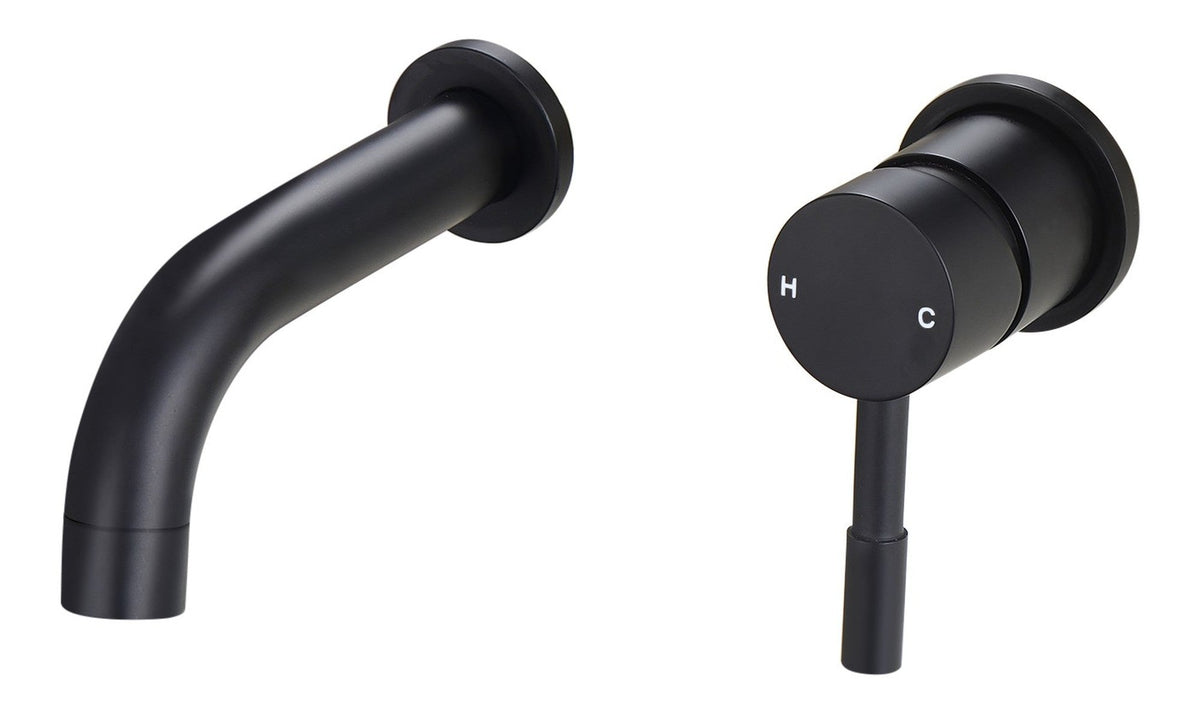 Pease 155mm Wall Mounted Basin Mixer - Matt Black