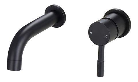 Pease 155mm Wall Mounted Basin Mixer - Matt Black