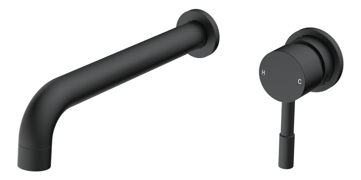 Pease 220mm Wall Mounted Basin Mixer - Matt Black