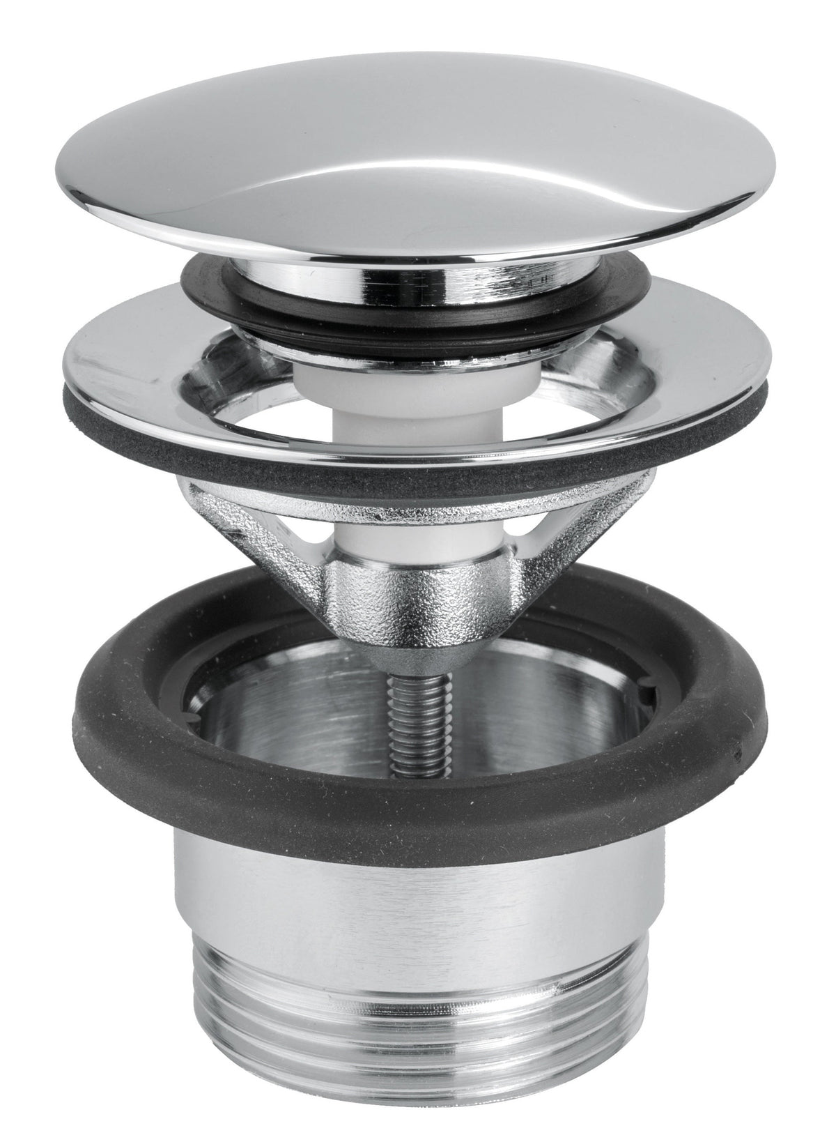 Vema Unslotted Push Button Waste - Chrome