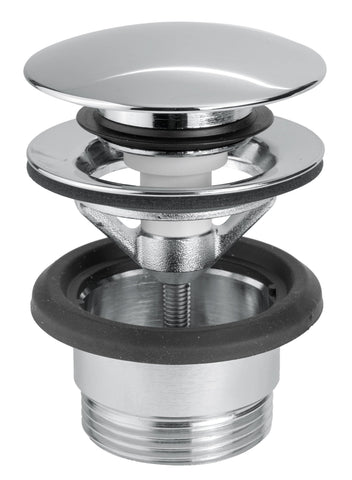Vema Unslotted Push Button Waste - Chrome