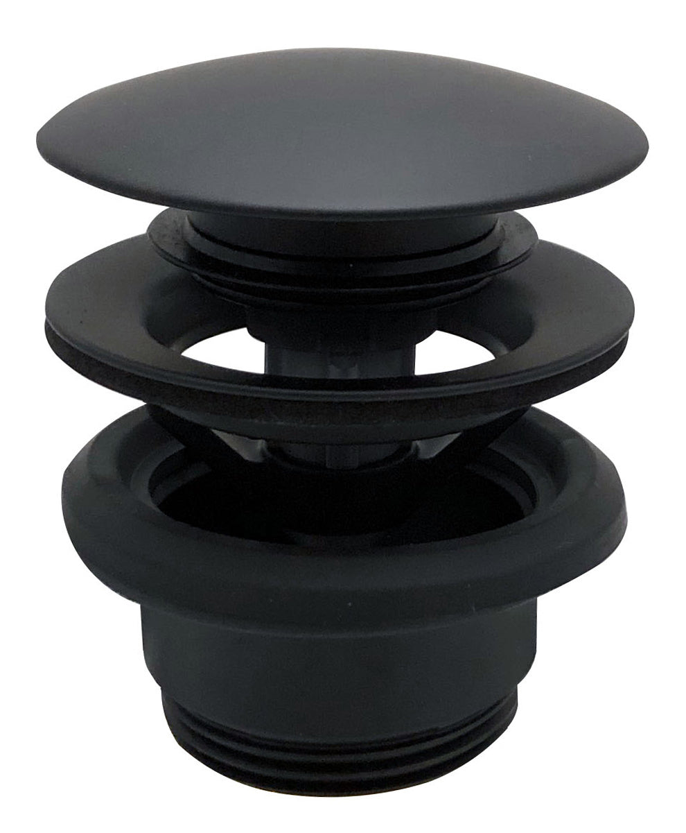 Vema Unslotted Push Button Waste - Matt Black