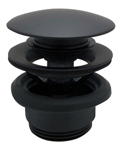 Vema Unslotted Push Button Waste - Matt Black
