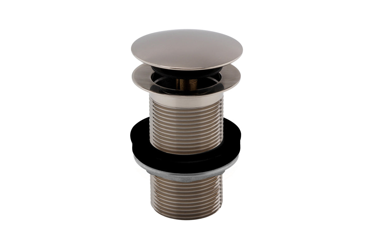 Vema Unslotted Push Button Waste - Stainless Steel