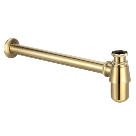 Character 800mm Wall Hung Grey Marble Basin Shelf & Brushed Brass Bottle Trap