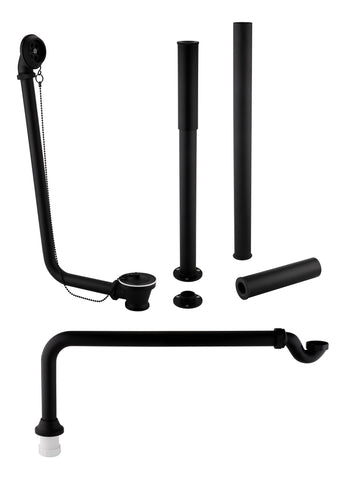 Exposed Bath Plug & Chain Waste w/Pipe Shrouds - Matt Black