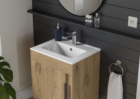 Elchaig 410mm Floor Standing Unit Inc. Basin - Seville Oak