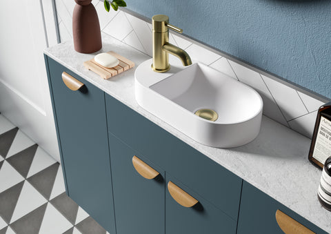Eder 1236mm Standard Basin & WC Unit Pack - Matt Arley Blue (Oak Cab)