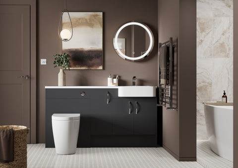 Eder 500mm Slim Basin Unit - Matt Graphite Grey (Grey Cab)