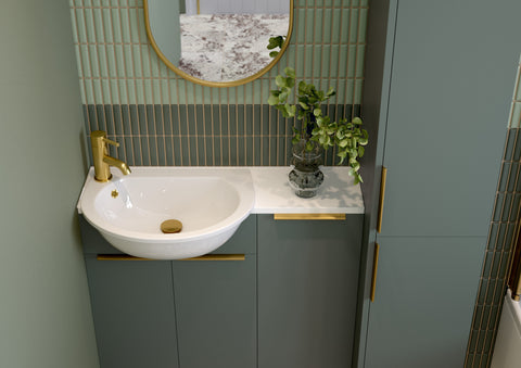 Eder 1536mm Slim Basin  WC & 1 Door Unit Pack - Matt Green (Oak Cab)