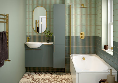 Eder 1536mm Standard Basin  WC & 1 Door Unit Pack - Matt Green (Oak Cab)