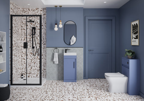 Elchaig 510mm Floor Standing Unit Inc. Basin - Matt Misty Blue