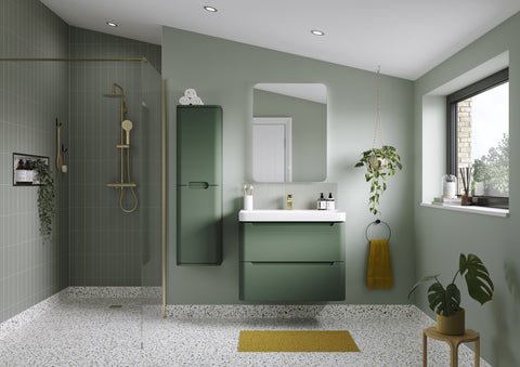 Lavant 605mm 2 Door Floor Standing Basin Unit - Matt Sage Green