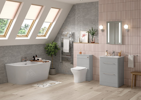 Gannel 610mm 2 Drawer Floor Unit & Basin - Grey Gloss