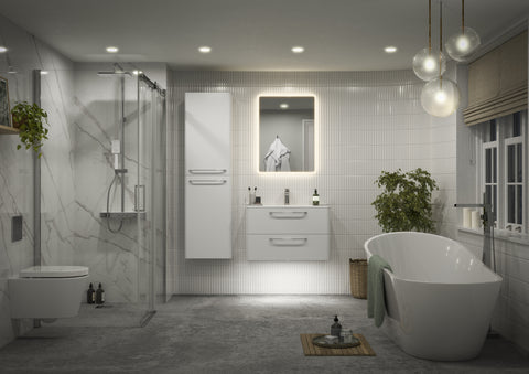 Gannel 810mm 2 Drawer Wall Unit & Basin - White Gloss