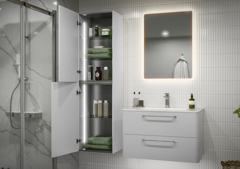 Gannel 810mm 2 Drawer Wall Unit & Basin - White Gloss