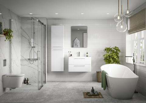 Gannel 610mm 2 Drawer Floor Unit & Basin - White Gloss