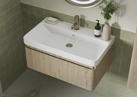 Kubes 350mm Wall Hung 1 Door Tall Unit - Textured Oak