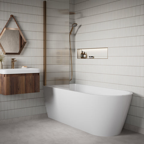 Kubes 805mm Wall Hung 1 Drawer Basin Unit & Basin - Textured Walnut