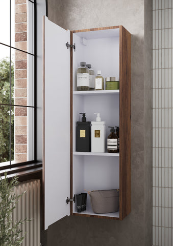 Kubes 605mm Wall Hung 1 Drawer Basin Unit & Basin - Textured Walnut