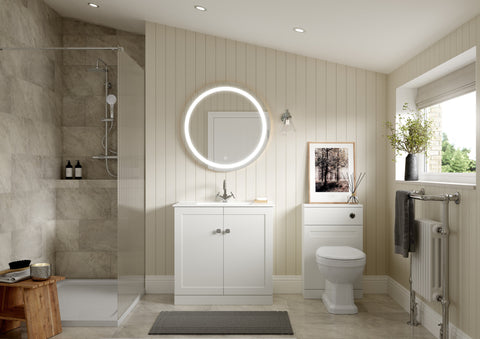 Maynard 815mm Floor Standing 2 Door Basin Unit & Basin - Matt White