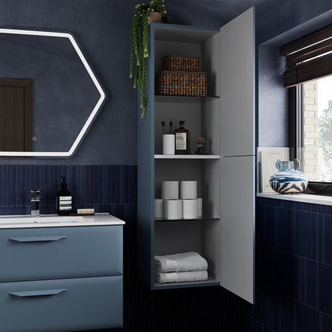 Miramichi 795mm Wall Hung 2 Drawer Basin Unit (No Top) - Matt Misty Blue