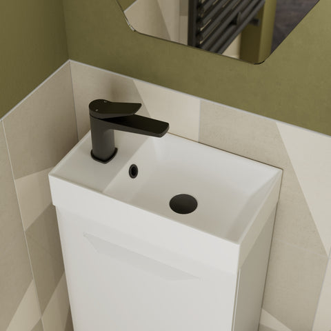 Miramichi 615mm Floor Standing 2 Door Basin Unit w/0TH Basin - Matt White