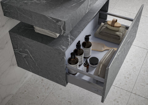 Character 600mm Wall Hung Storage Drawer - Grey Marble