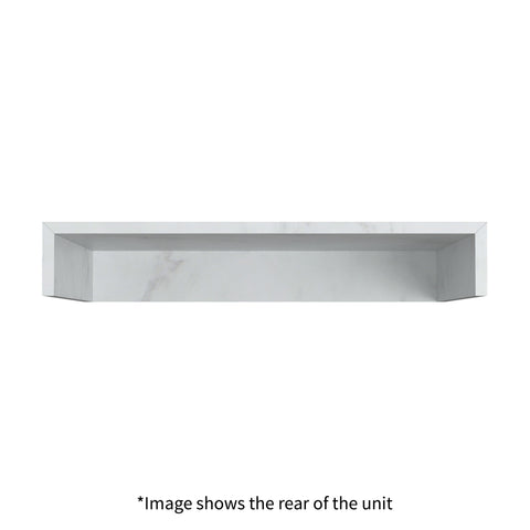 Character 800mm Wall Hung White Marble Basin Shelf & Brushed Brass Bottle Trap