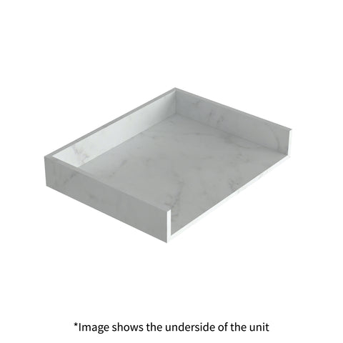 Character 800mm Wall Hung White Marble Basin Shelf & Black Bottle Trap