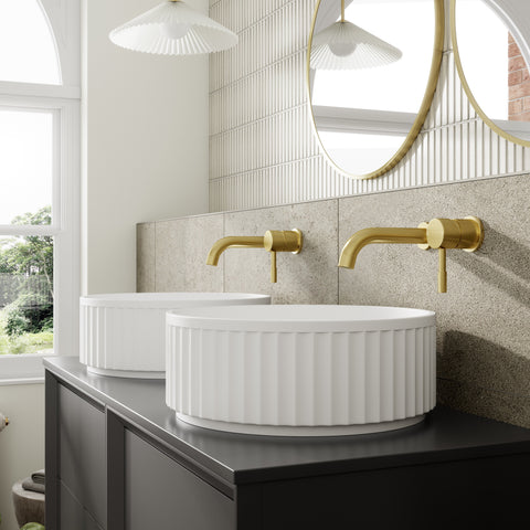 Press 1210mm Wall Hung 4 Drawer Basin Unit & 2TH Thin Edge Basin - Matt Clay