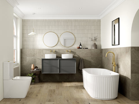 Press 1210mm Wall Hung 4 Drawer Basin Unit & 0TH Thin Edge Basin - Matt Clay