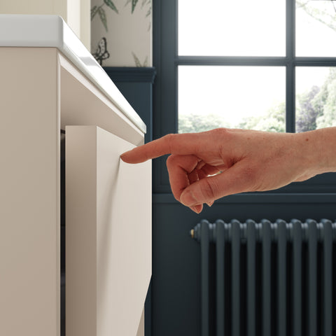 Press 810mm Wall Hung 2 Drawer Basin Unit & Top - Matt Cotton