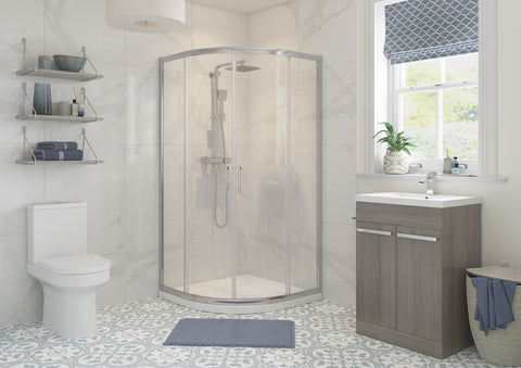 Clear 800mm 2 Door Quadrant - Chrome