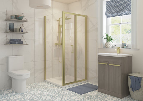 Clear 760mm Bi-fold Door - Brushed Brass