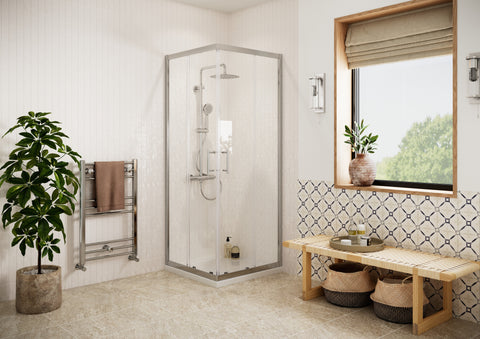 Clear Easy-Fit 800mm Corner Entry Door - Chrome