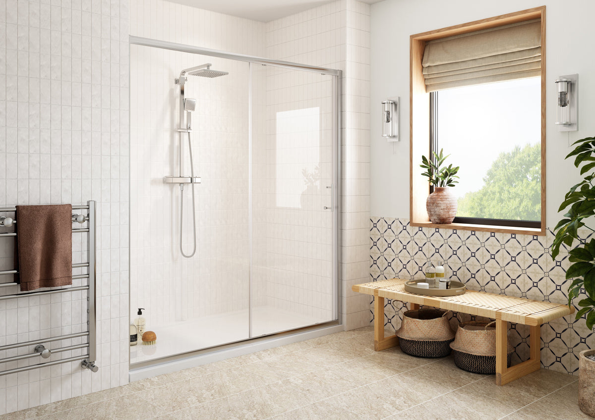 Clear 1500mm Easy-Fit Sliding Door - Chrome